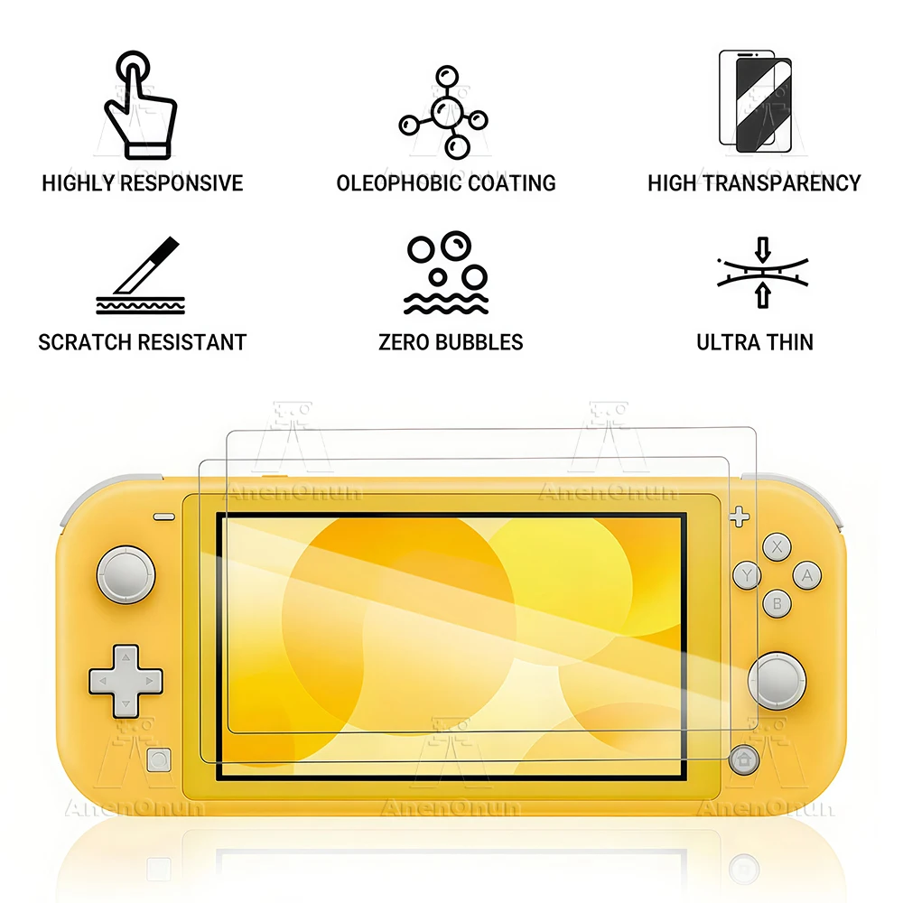 HD Clear Screen Protector for Switch Lite Shatterproof Scratch-Resistant Anti-Fingerprint Bubble-Free 9H Hardness Tempered Glass