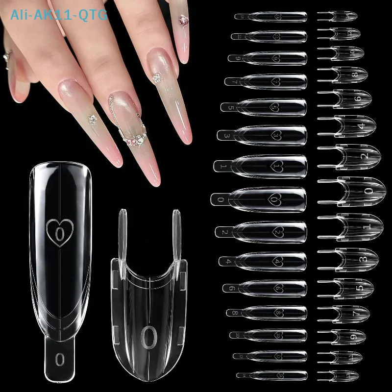 NEW Sandwich Dual Nail Forms 120pcs 15size Rocket Shape Full Cover Top & Bottom Mold For Nail Art Extension Manicure Kit