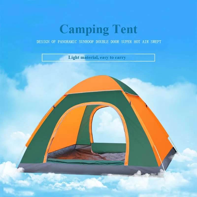 Outdoor 3-4 People Automatic Camping Folding Tent Beach Waterproof Speed Open Camping Equipment  Portable with Carry Bag