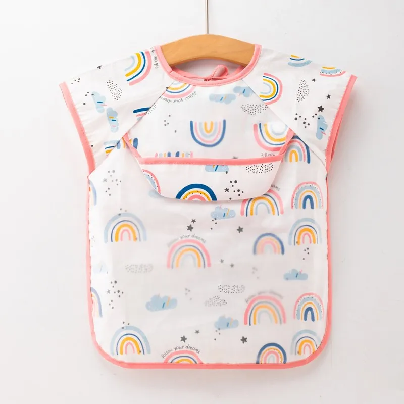 Impermeável Art Smock para o bebê, avental recém-nascido, Toddler Bibs, lenço de manga comprida, alimentação Bib, meninos e meninas infantis, pano de arrebento infantil