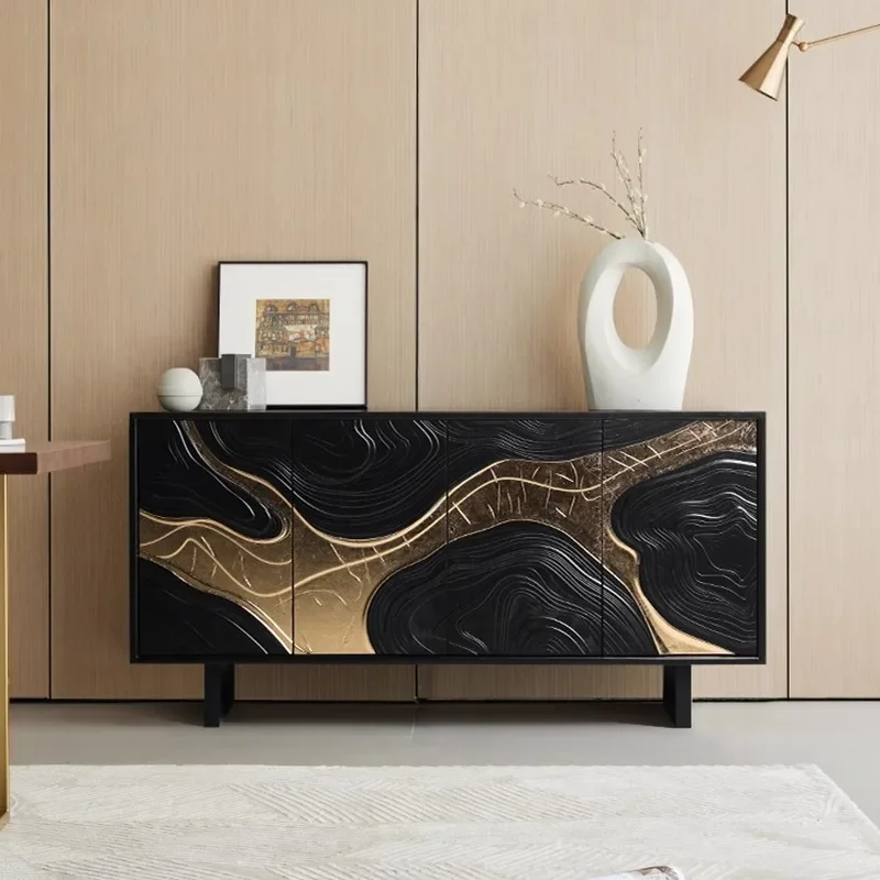 

solid wood dining side cabinet light luxury high sense designer art locker North American ash wood side cabinet