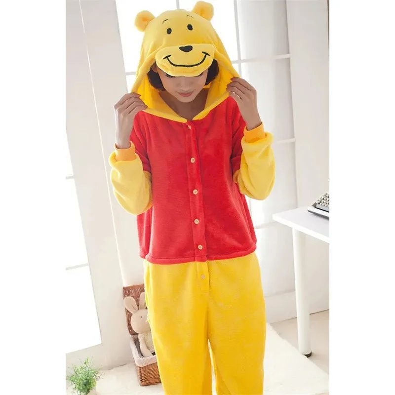 

2025 yiyi MINISO Unisex Winnie Bear Costumes Onesies Monster Cosplay Pajamas Adult Pyjamas Animal Sleepwear Jumpsuit