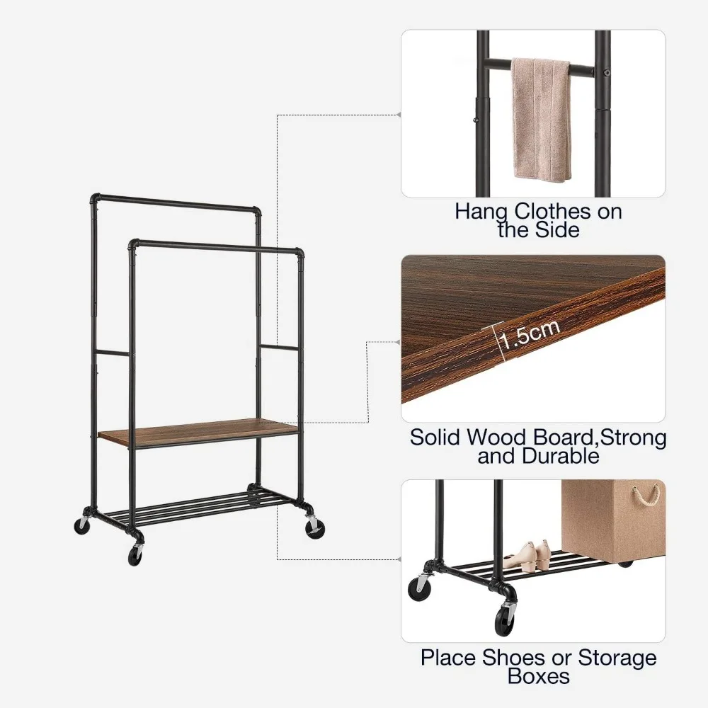 GREENSTELL-Prateleira de roupas com prateleiras, 39 "Garment Rack, 400lb Load Capacity, Sturdy Clothing Rack para pendurar roupas