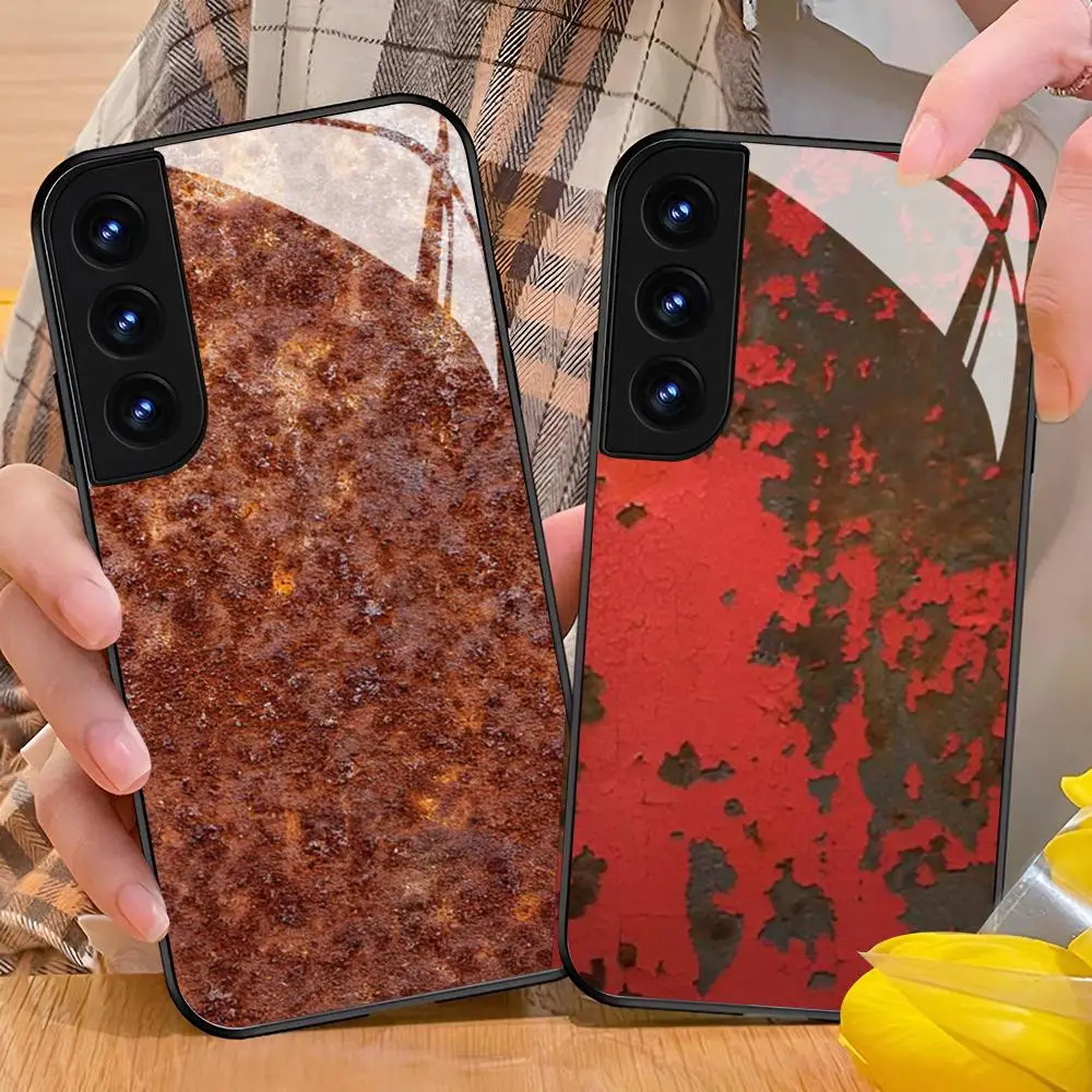 Retro Industrial Style R-rusty Phone Case For Samsung Galaxy S24 S26 S25 S23 S22 S21 S20 FE Edge Plus Ultra Black Glass Cover