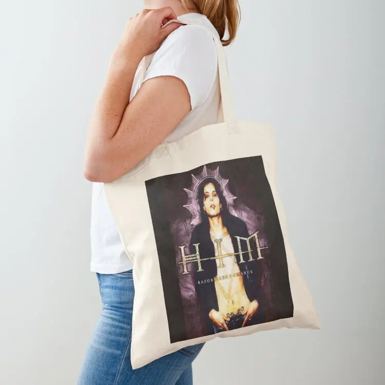 

Him Band Tee Razorblade Romance HQ T Heartagram Ville valo Tote Bag Canvas Woman shopper bag Fabric bag Shopping bags