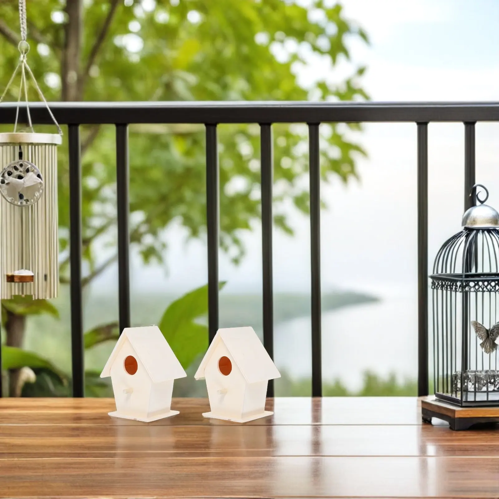 

Набор из 2 деревянных домиков для птиц, неокрашенные, для самостоятельной сборки, подвесные, для сада, декоративные, для поделок