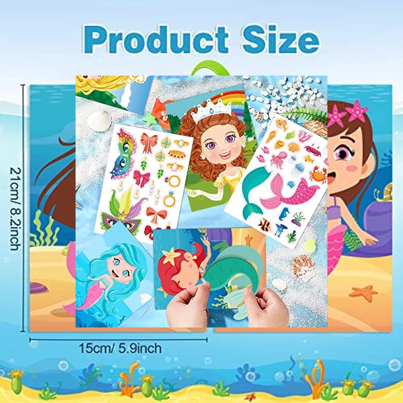 จิ๊กซอว์แบบต่อประกอบแสนสนุกสำหรับเด็กเจ้าหญิง10แผ่นสติกเกอร์จิ๊กซอว์การ์ตูน DIY ของเล่นฝึกการรู้จำเด็ก