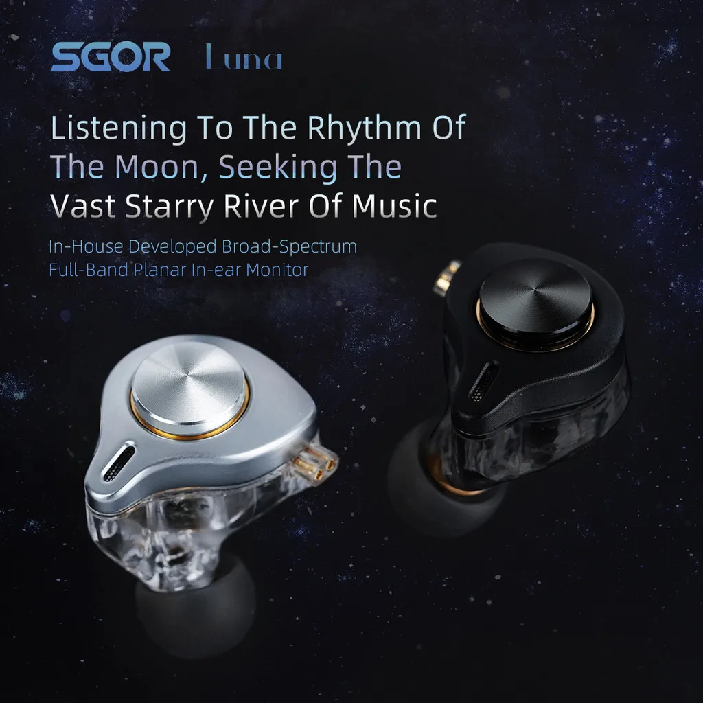 SGOR Luna in-Ear Monitor Earphones 13.5MM Planar Driver Wired Music Headphones HiFi Bass Earbuds DJ Headset Type C Pin USB C