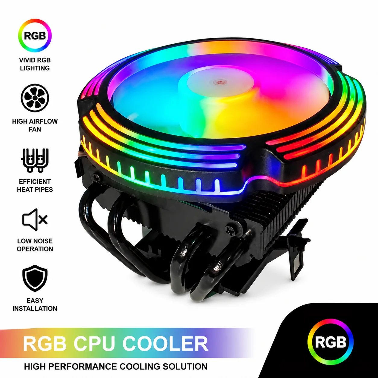 4 Heat Pipes CPU Cooler ARGB Silent PWM Heatsink Fan for Intel LGA 1200 1366 1700 2011 115X X79 X99 AM5 AM3 AM4 PC Ventilador