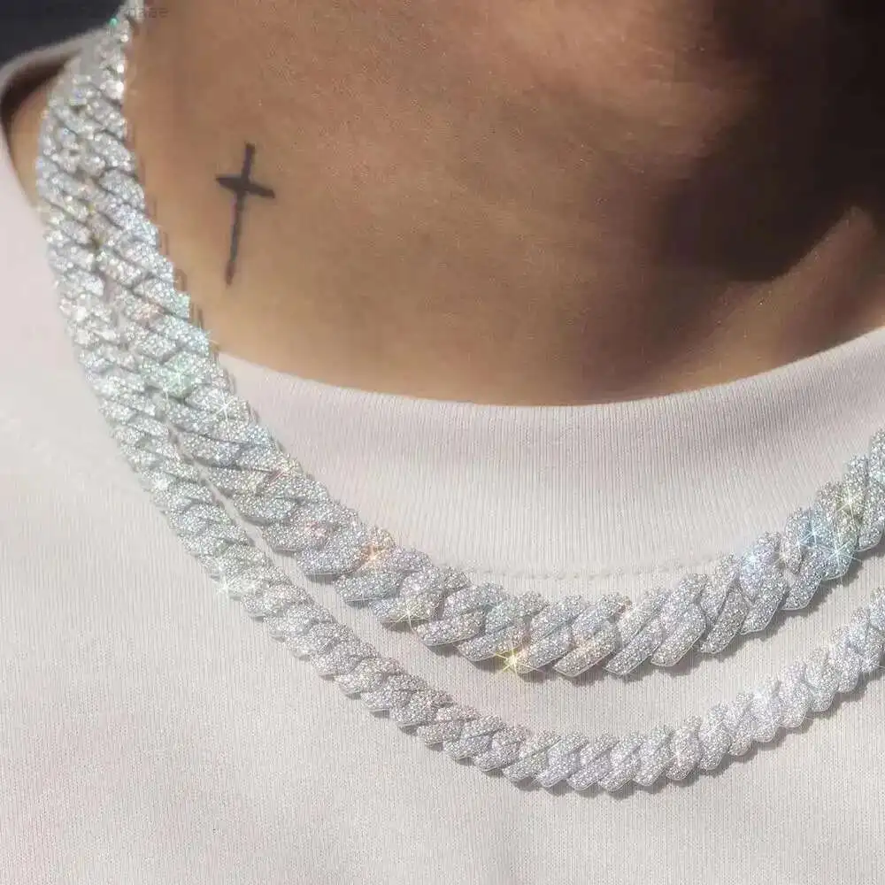 

High Quality Custom Hip Hop Diamond d Vvs1 Fine Jewelry 18k Gold Plated 8mm 15mm 20mm 22mm Moissanite Cuban Link Chain