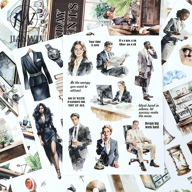 JIANWU 20 Sheets/book Vintage Coffee Character Flower Landscape Material Collage Sticker Book Creative DIY Journal Stationery view 2