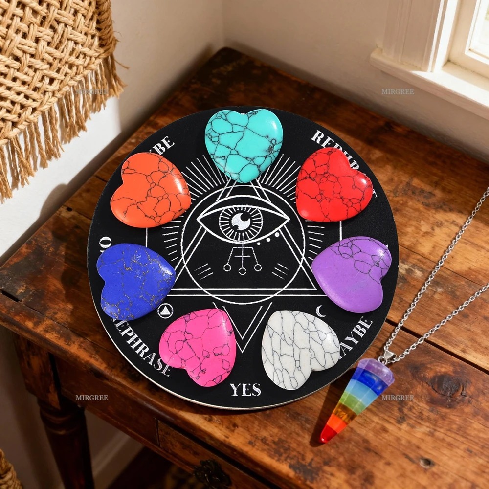 1/8/9 قطعة قلادة سبعة شقرا مع لوحة العرافة ومجموعة حجر على شكل قلب-مناسبة لأدوات العرافة اليومية #2