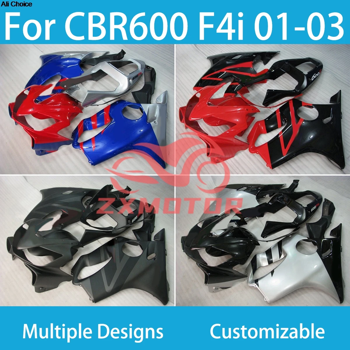 

Новый сине-красный обтекатель, подходящий для Honda CBR600 F4i 01-03, может быть изготовлен по индивидуальному заказу, цветные обтекатели под давлением CBR600 F4i 2001 2002 2003