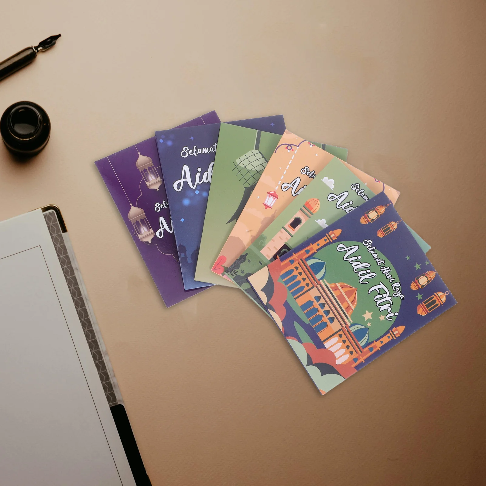 6Pcs Eid Mubarak Money Envelopes Paper Cash Holder Spacious Design Ramadan Mubarak Gift Celebration Pack Eid Cash Holder