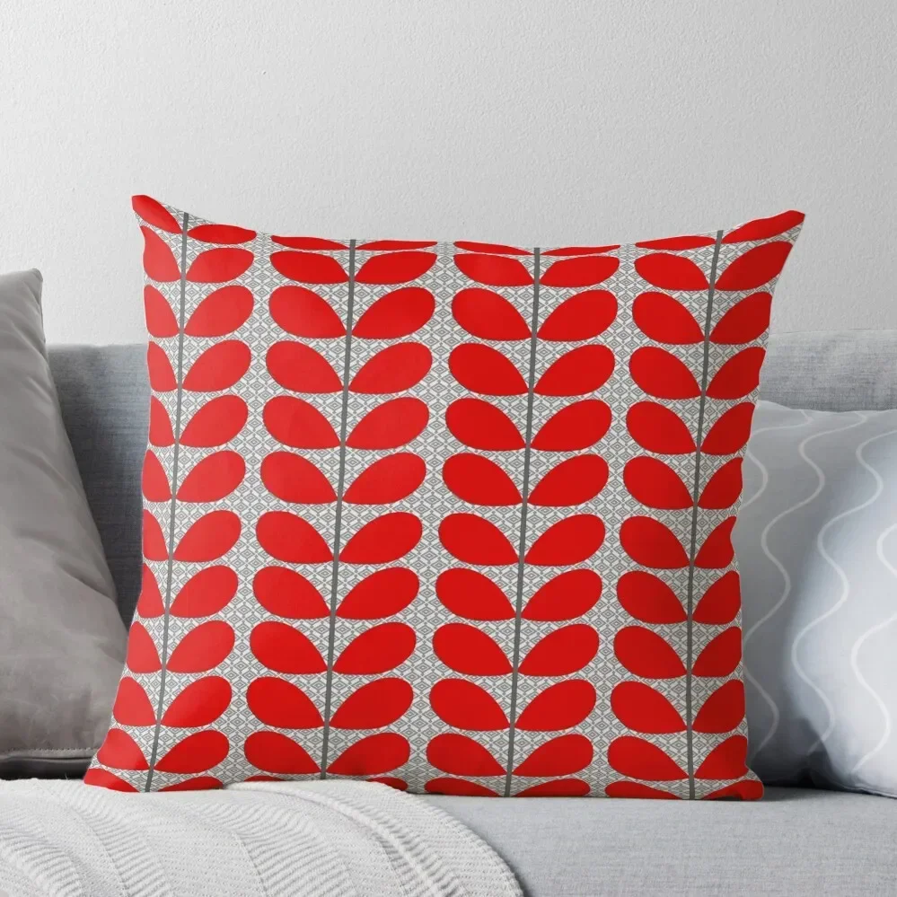 

Mid-Century Danish Leaves, Deep Red and Gray Throw Pillow Pillowcase Ornamental Pillow Pillow