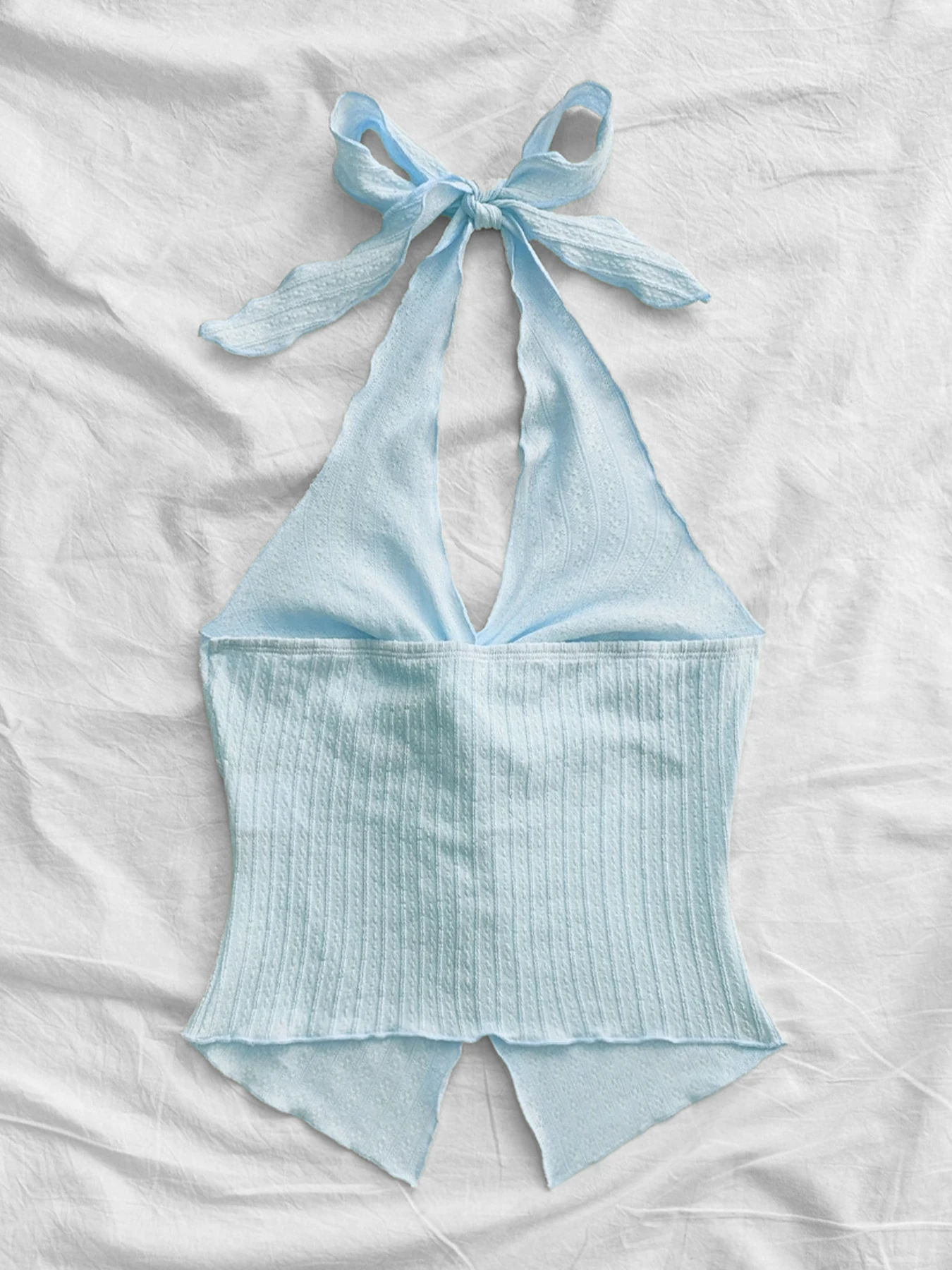 Sexy V-neck Halter Neck Crop Top for Women Summer Sleeveless Solid Split Backless Top Y2K Clothes