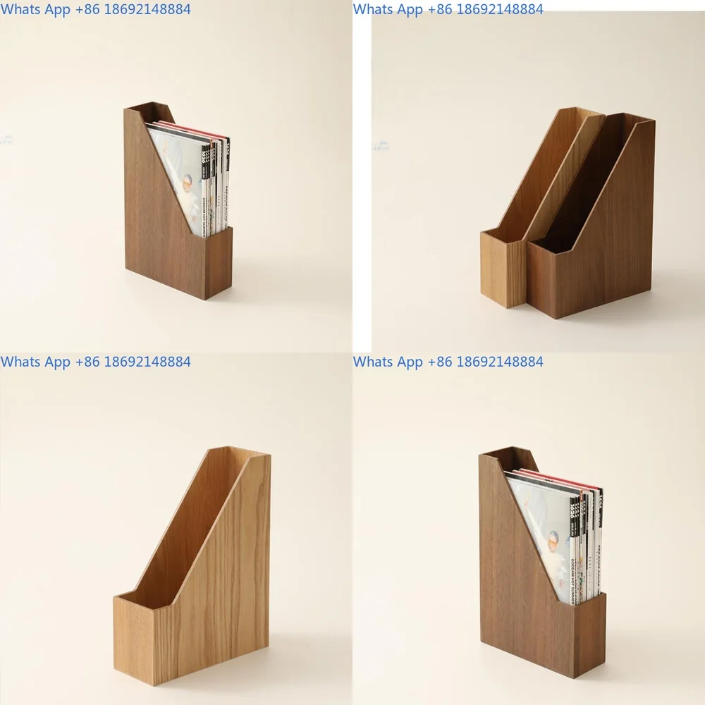 

Single bucket wooden study storage box, vertical desktop file sorting artifact, desk wooden shelf, book stand clip