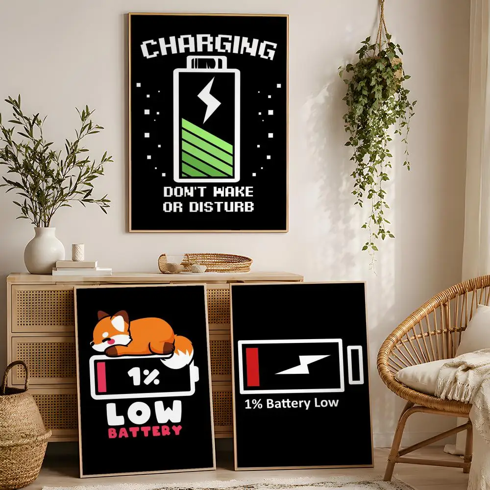 Autocollants muraux décoratifs HD auto-adhésifs pour chambre, salon, maison, motif renard à batterie faible, cadeau