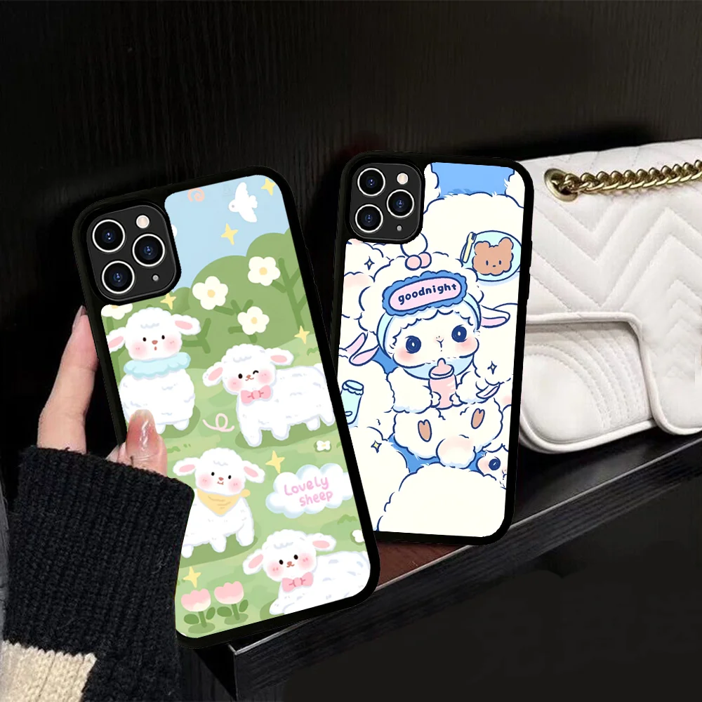 Cute Cartoon Little L-Lamb Phone Case Silicone PC+TPU For For IPhone 11 12 13 14 15 16 Plus Pro Max Cover