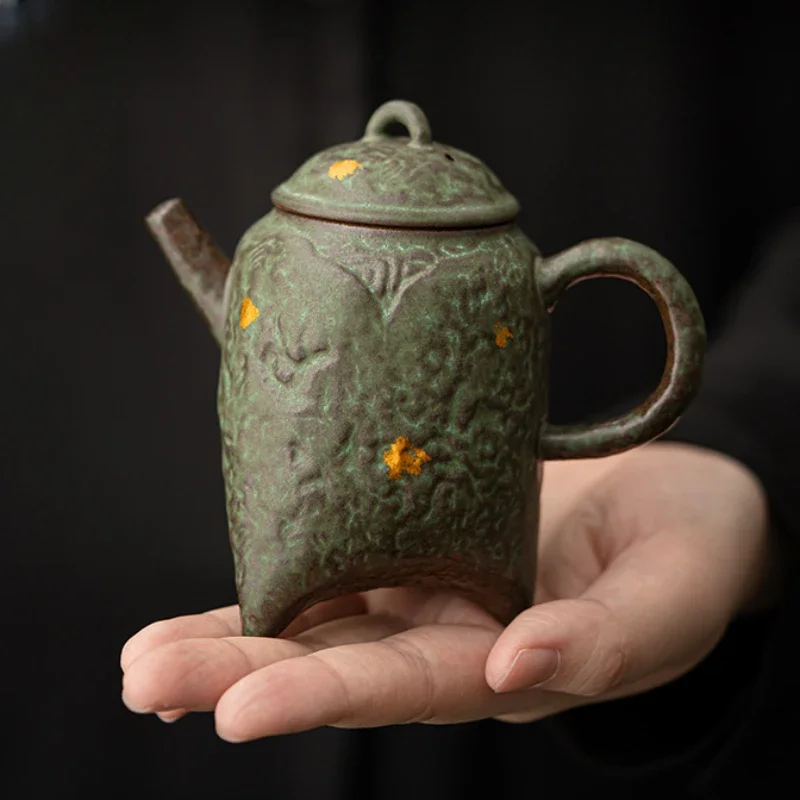 

Aged Clay Teapot Traditional Chinese Zisha Style Handmade Kung Fu Tea Pot Develops Patina Vintage Bronze Finish