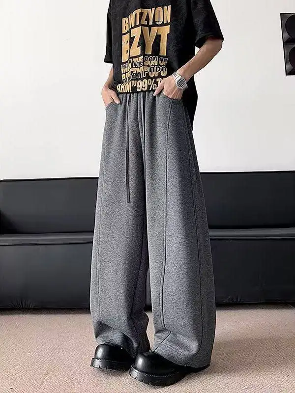 

Мужские летние свободные брюки в американском стиле, широкие штаны, повседневные спортивные брюки, прямые брюки с высокой талией