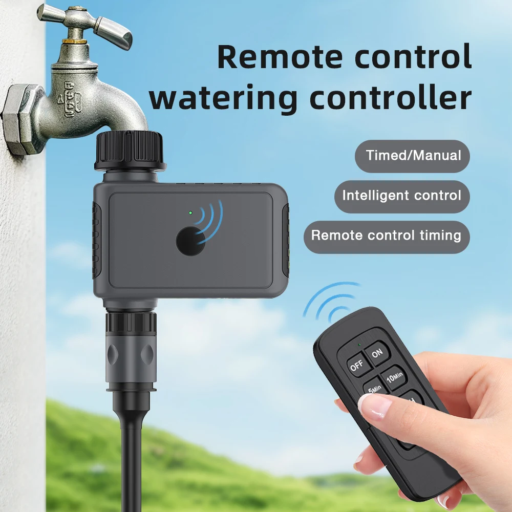 

Remote Control Water Timer 1-Outlet Intelligent Irrigation Watering System Garden Sprinkler Timer 5 Minutes - 2 Hours Timeable