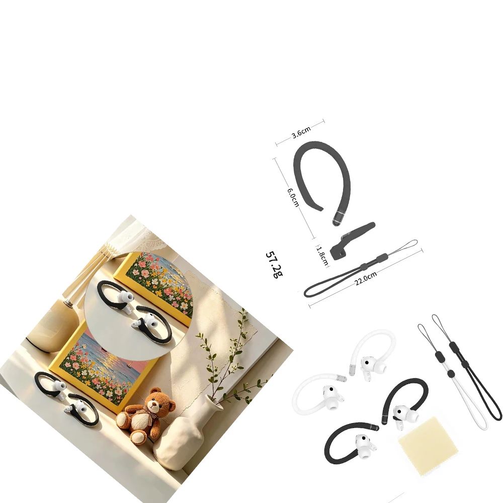 Silicone Ear Hooks for Samsung Galaxy Buds 4 Pro/Buds 4, Anti-Slip Sport Earbuds Covers with Anti-Lost Lanyard
