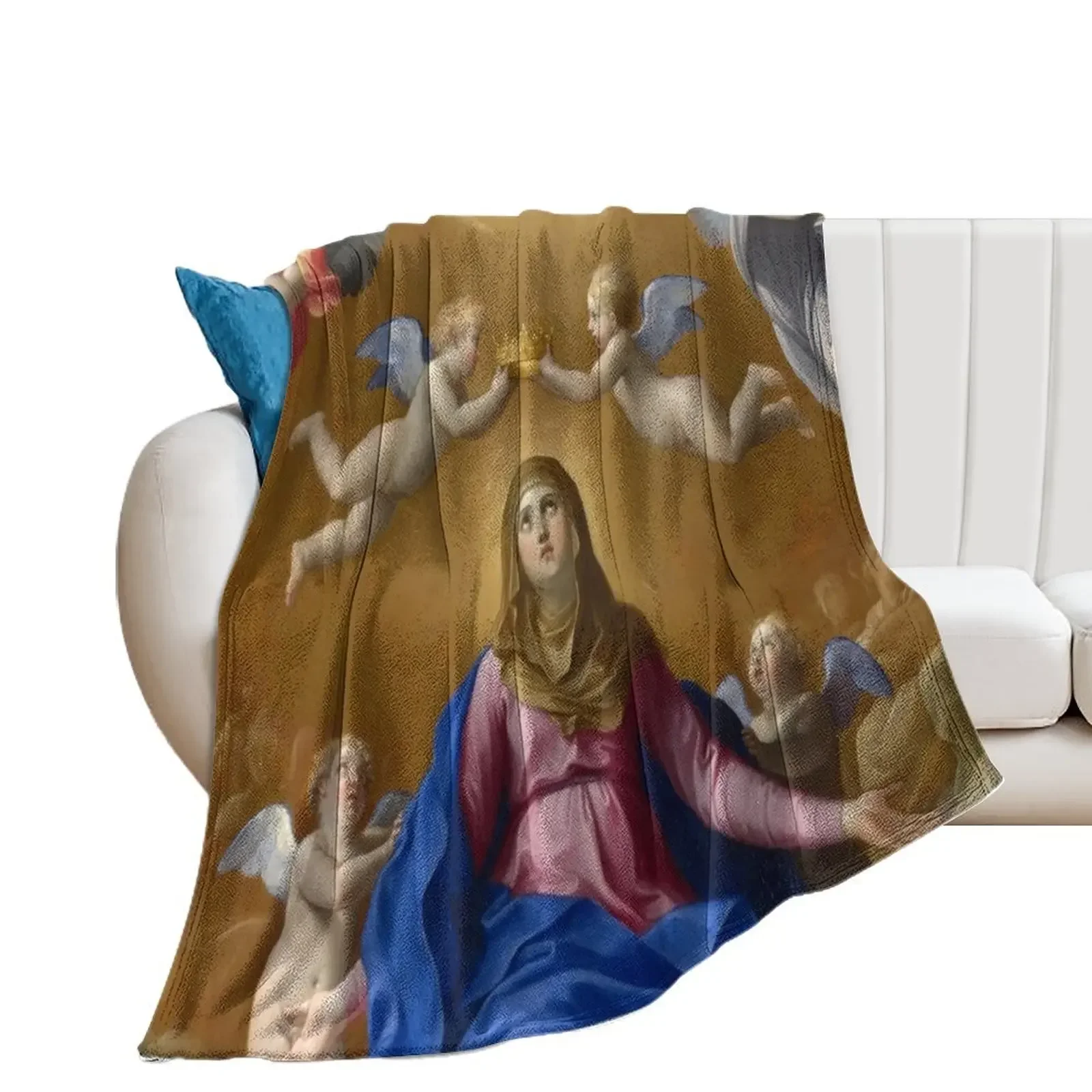 

Virgin Mary Jesus Christ Angels Throw Blanket Vintage halloween Blankets