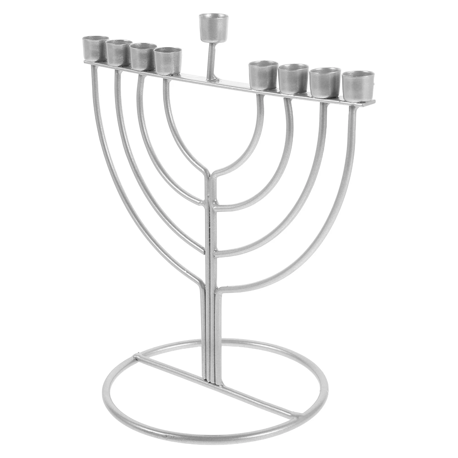 

Hanukkah Holder 9-Branch Menorah Pillar Stand Tall Alloy Religious Candlestick Tabletop Festival Decor