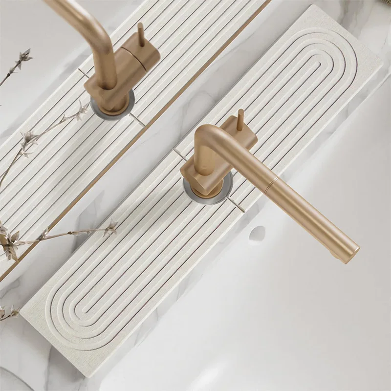 

Коврик для смесителя с рифленой формой подковы, супервпитывающий, быстросохнущий, водопоглощающий коврик для кухни, ванной комнаты