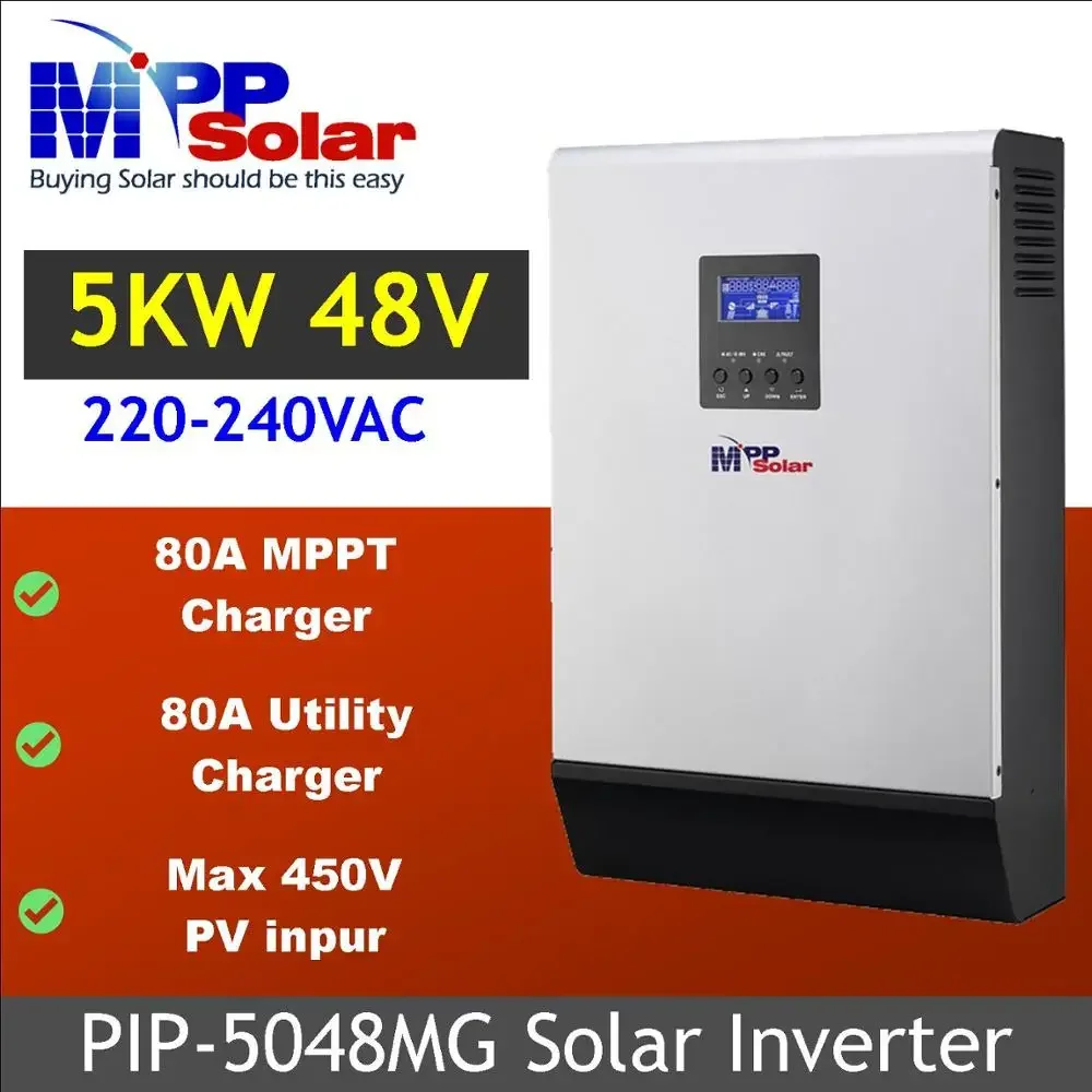 (MG) Solar Inverter 5000w 48v 220vac Parallel Able + MPPT  Charger 80A High PV Input 450Vdc  +battery  60A