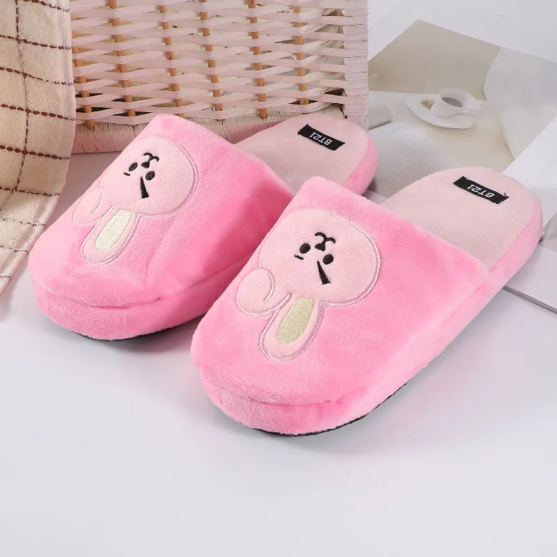 BT21 Hausschuhe Herbst und Winter Neue Cartoon-Hausschuhe für drinnen Rutschfeste Holzbodenschuhe Paar-Warme Hausschuhe LINE FRIENDS – Detail 6