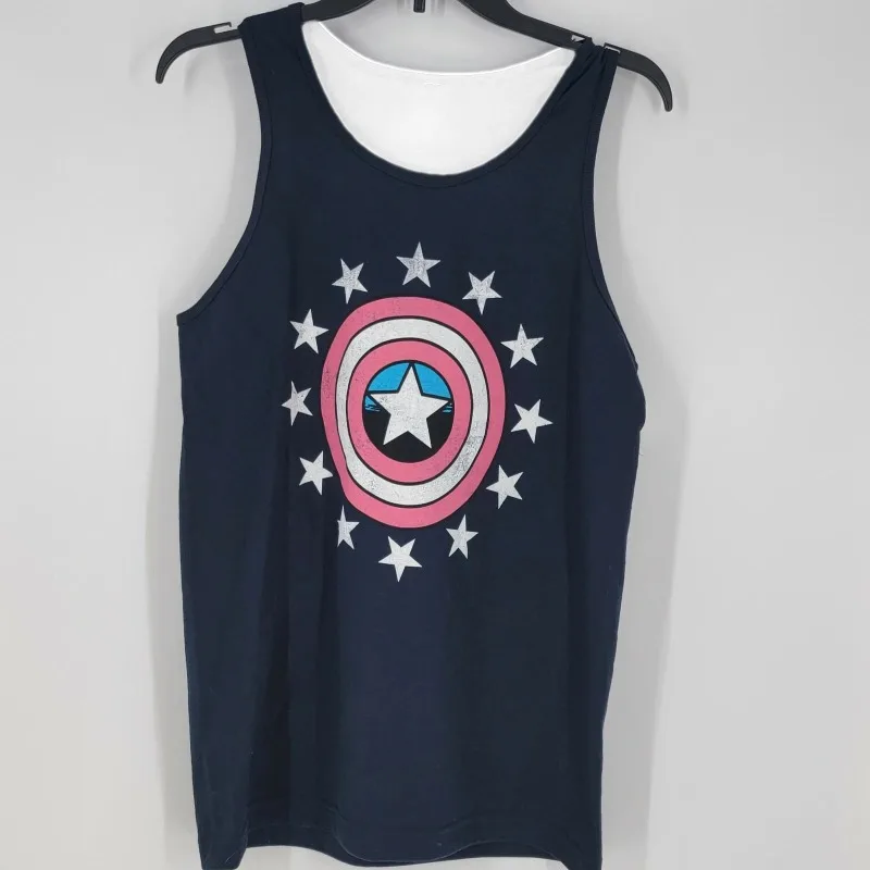 Camiseta sin Mangas Marvel Capitán América Escudo y Estrellas Contra Humanos - Chaleco Deportivo Estampado de Secado Rápido