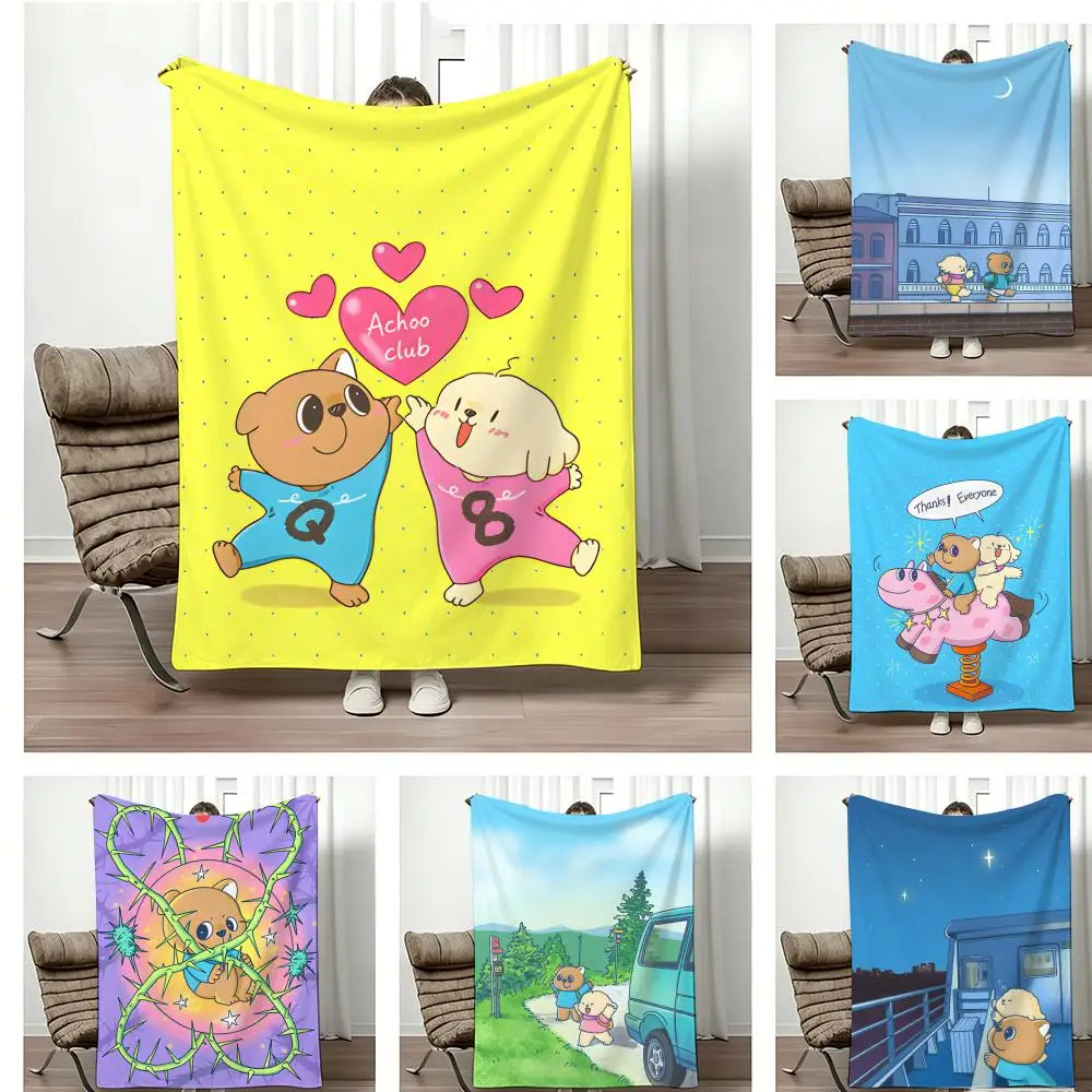 Cartoon Figure A-AchooS ClubS Throw Lightweight 240g Flannel Blanket Soft Skin-friendly for Summer Cooling
