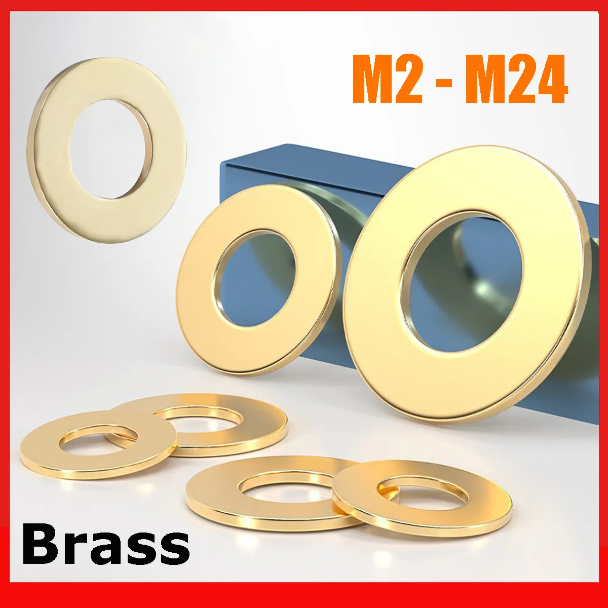 Solid Brass Flat Washer M2 M2.5 M3 M4 M5 M6 M8 M10 M12 M14 M16 M18 M20 M22 M24 Brass Plain Gasket Shim Pad Seal Ring Spacers