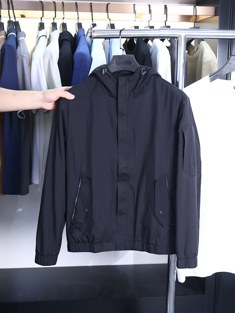 

Мужская демисезонная куртка Homesi: модная, повседневная, с капюшоном, из полиэстера, с длинными рукавами, стандартный крой