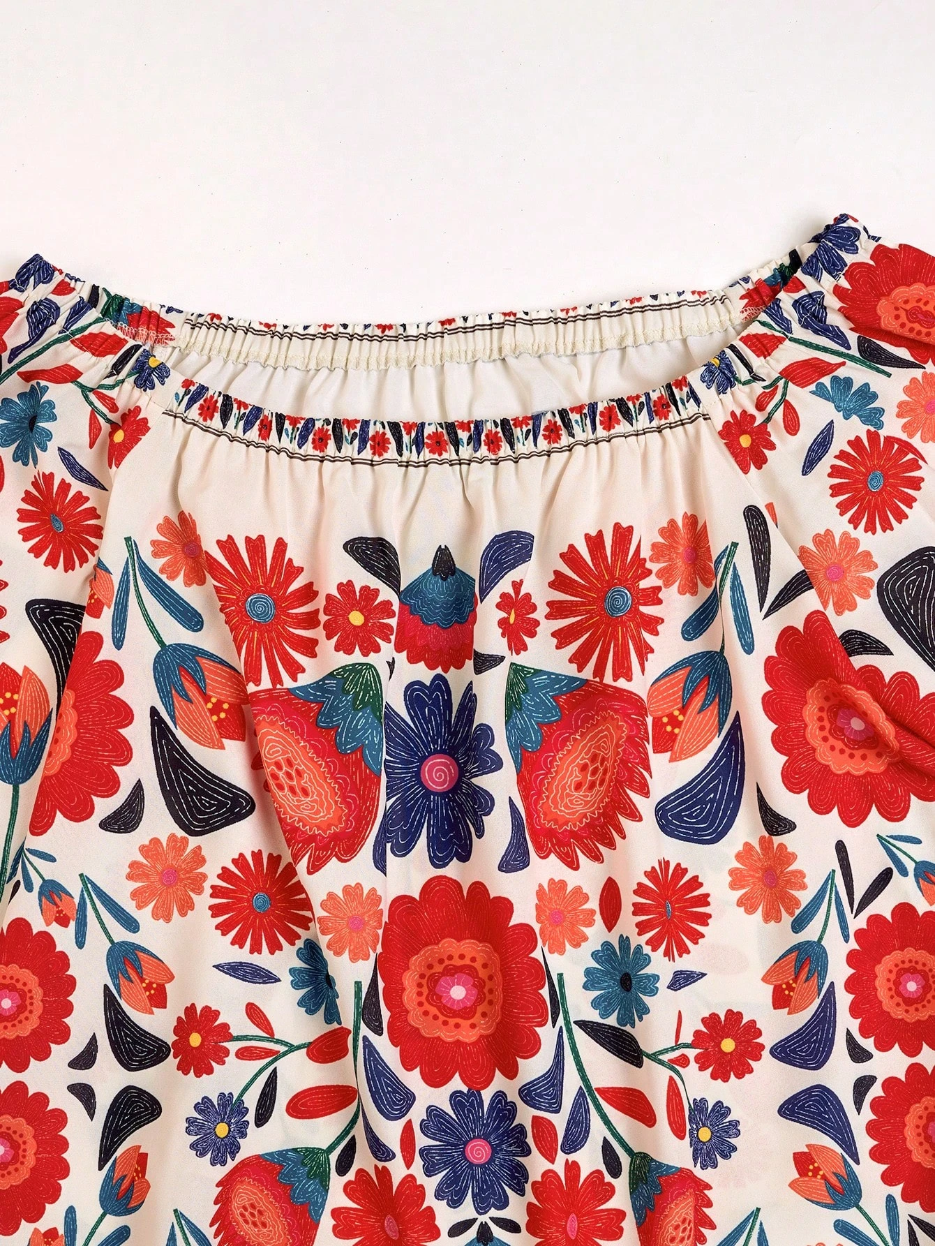 Plus Size Women Off Shoulder Blouse Bohemian Floral Print Flare Sleeve Casual Loose Tops Summer Holiday Party Shirt image 6