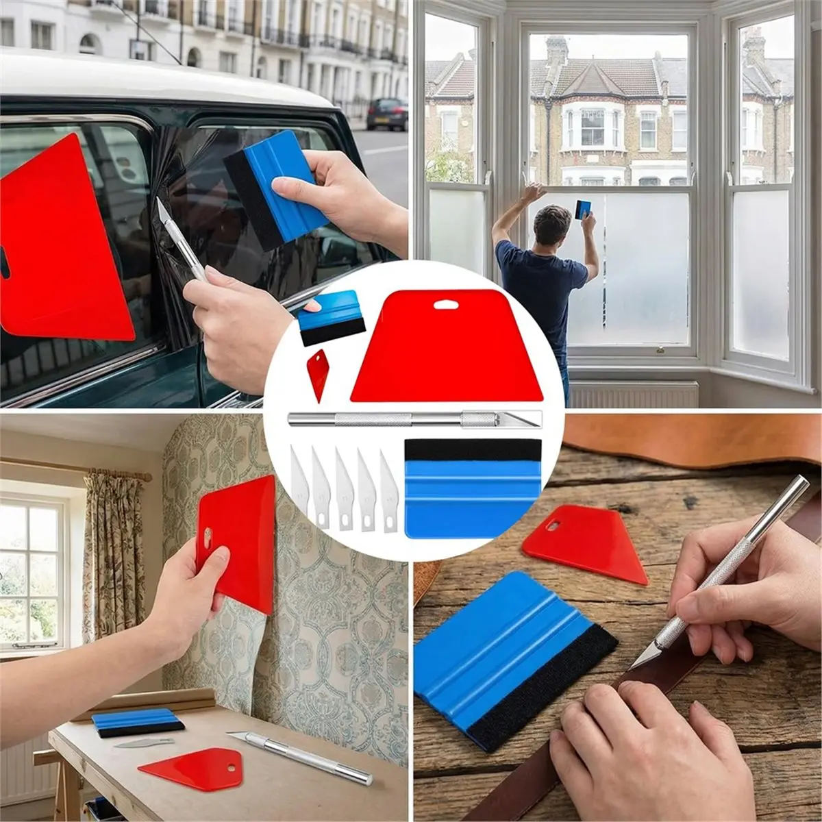 10 PCS Vinyl Wrap Tools, Car Vinyl Wrap Squeegee Smoothing Tools, Window Tint Application Kit with Squeegee, Felt Edge