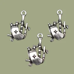 10pcs Silver Plated Scotland Musical Instruments Bagpipe National Style Bracelet Pendant DIY Charms For Jewelry Carfts Making