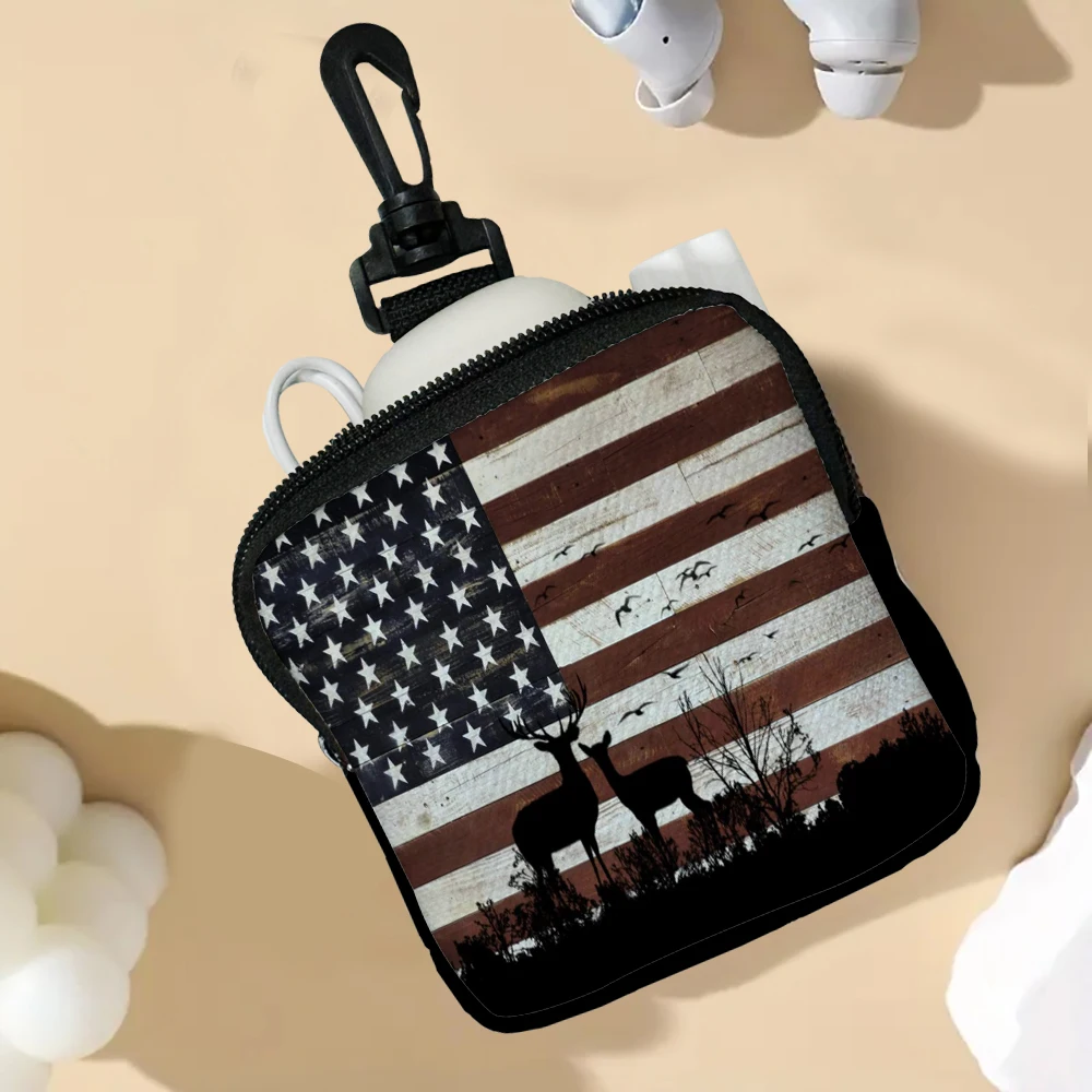 

American Flag Mini Coin Purse Women's Wallet ID Card Bag Keychain Minimalist Coin Bag Wallets For Women 7.2