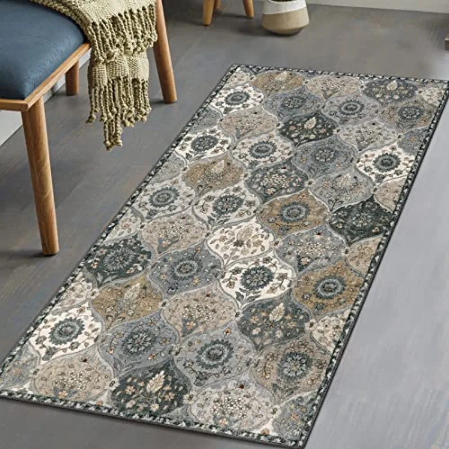 

Moroccan Trellis Small Area Rug 2x4 Rugs for Entryway NonSlip UltraThin Washable Indoor Door Mat Distred Throw Carpet for Bath