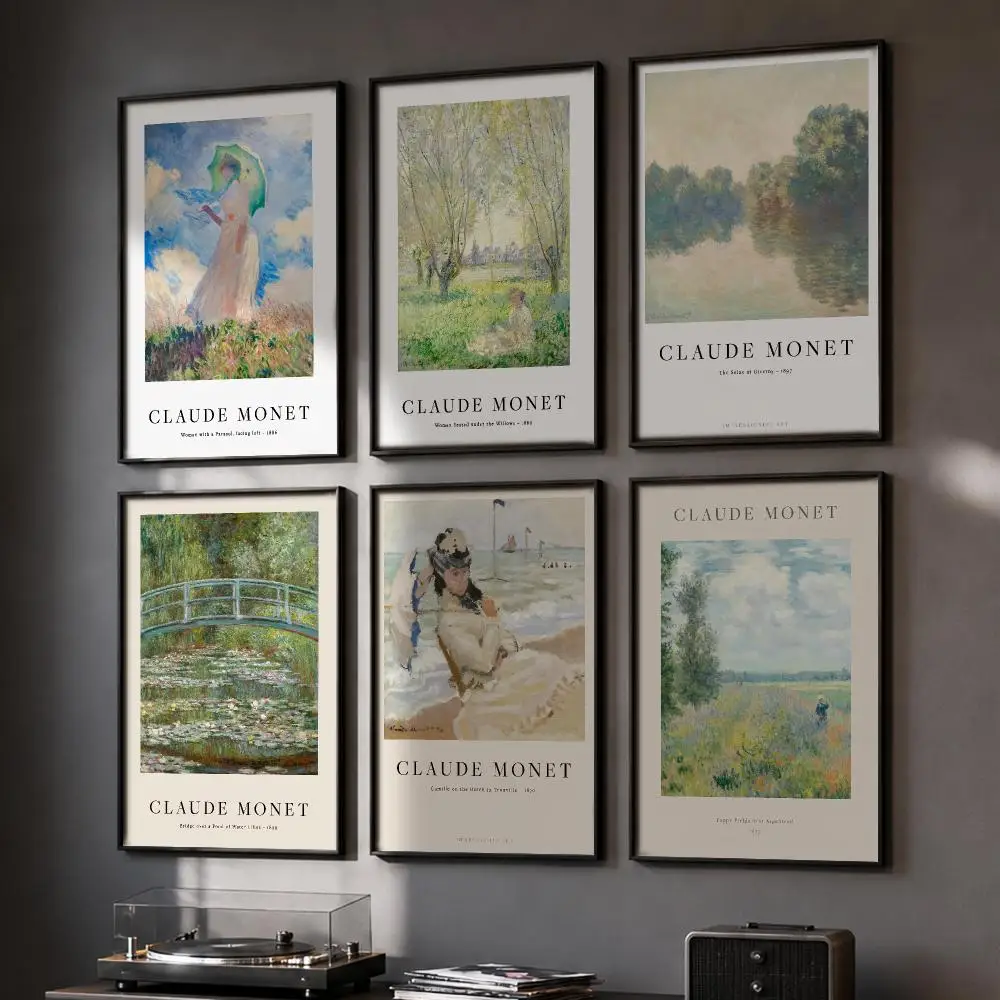 Famous Drawing Art C-Claude Monet Poster HD Home Wall Stickers House Hallway Living Room Bedroom Bar Office Decor Art Prints