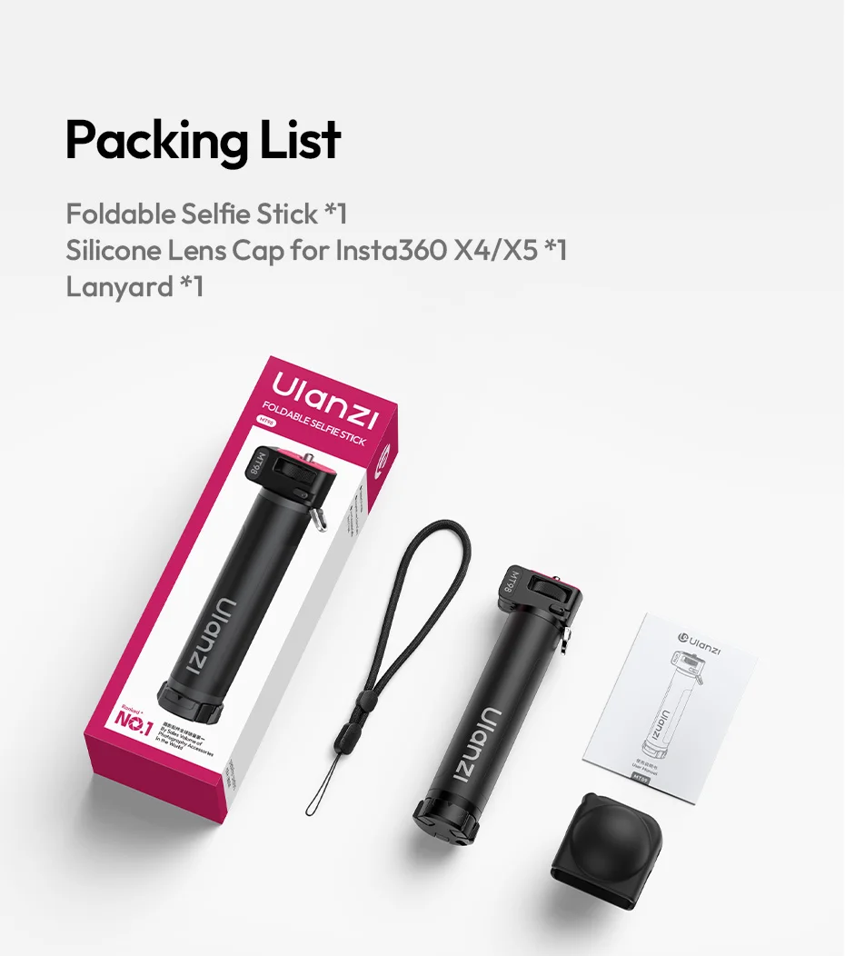 Ulanzi MT98 Faltbarer Selfie-Stick 2-in-1 Selfie-Stick & Stativ Breite Kompatibilität Flexibler Winkel für Insta360 Fotografie Vlog – Detail 15