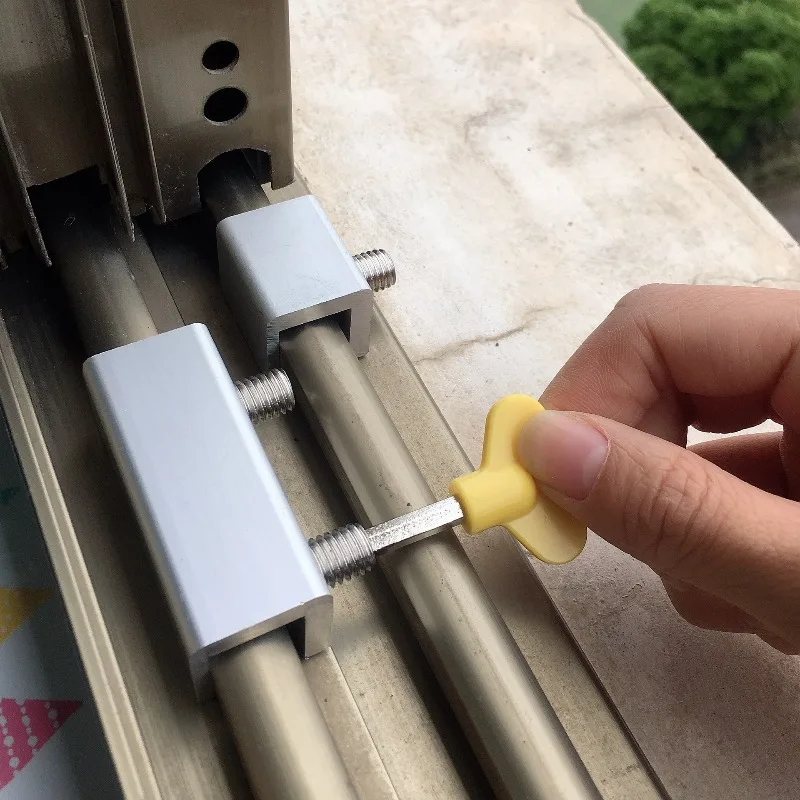 5pcs Adjustable Aluminum Alloy Sliding Door Lock - Security Window Lock with Keys & Padlock Stop
