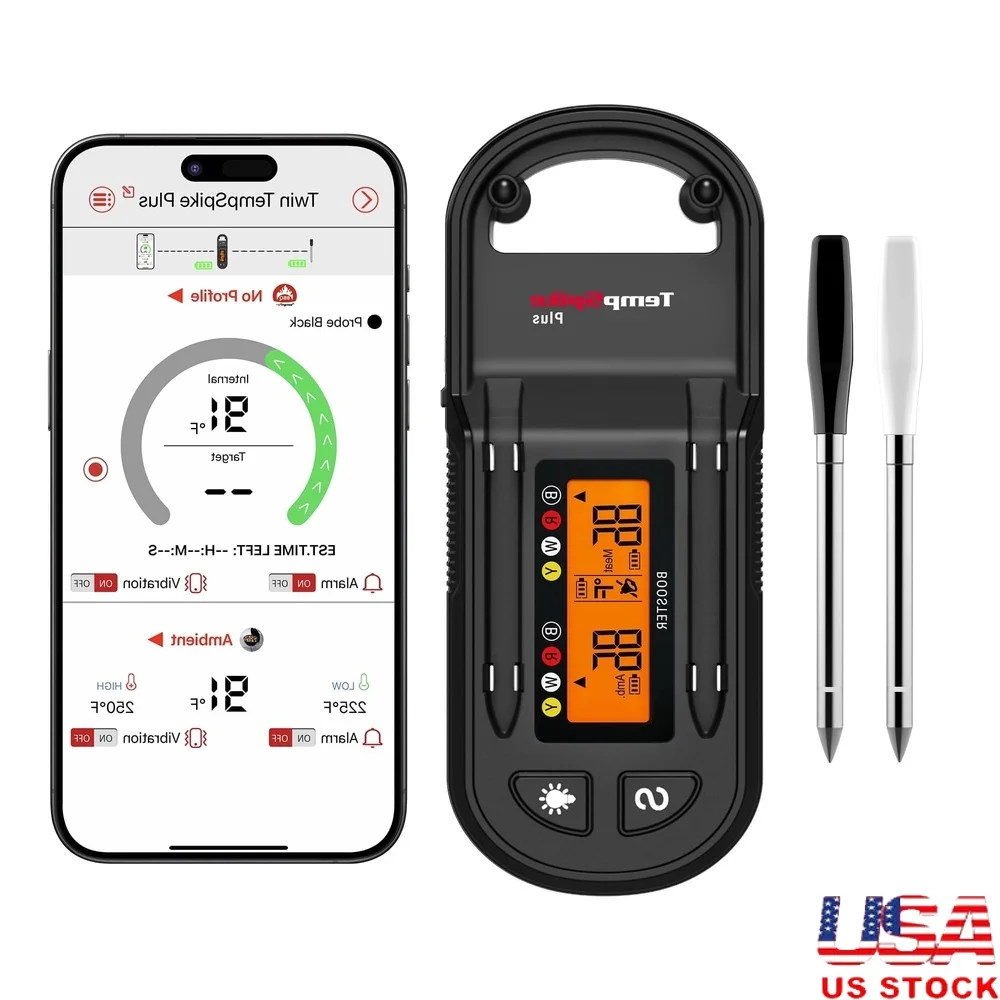 

Беспроводной термометр для мяса, Bluetooth 5,2, ультратонкий зонд, IP67, водонепроницаемый монитор для приготовления пищи на гриле, барбекю и оповещения в реальном времени