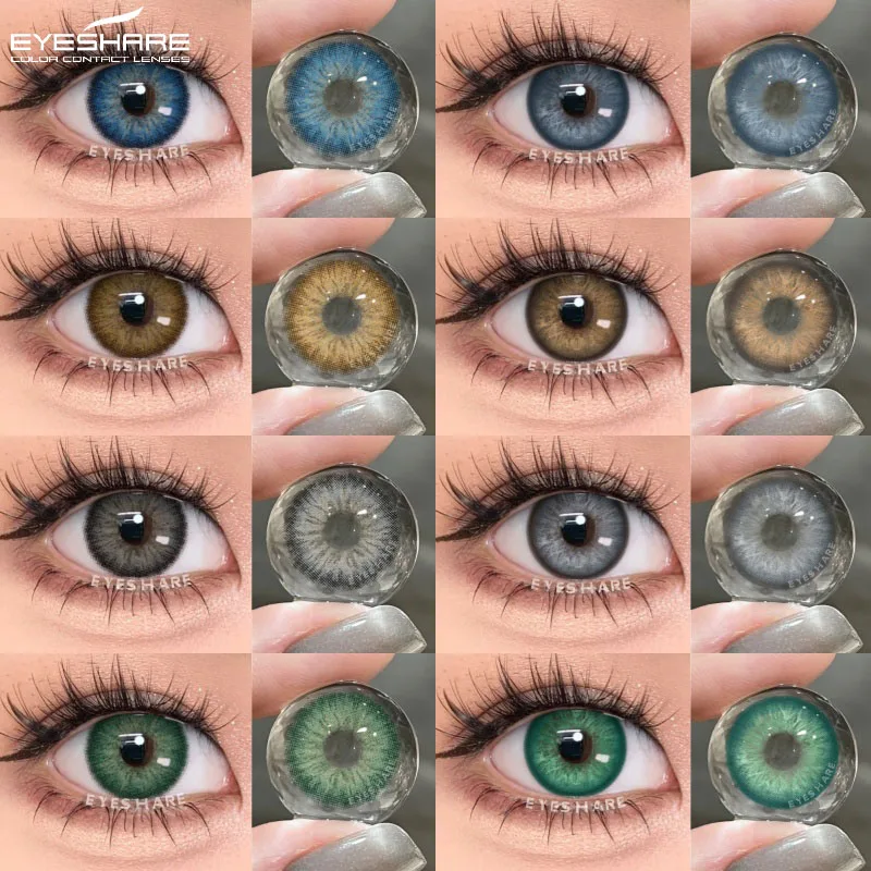 EYESHARE 1 Paar farbige Kontaktlinsen für die Augen, natürliche braune Linsen, Schönheitslinsen, graue Linsen, blaue Augenkontaktlinsen, grüne Augenlinsen