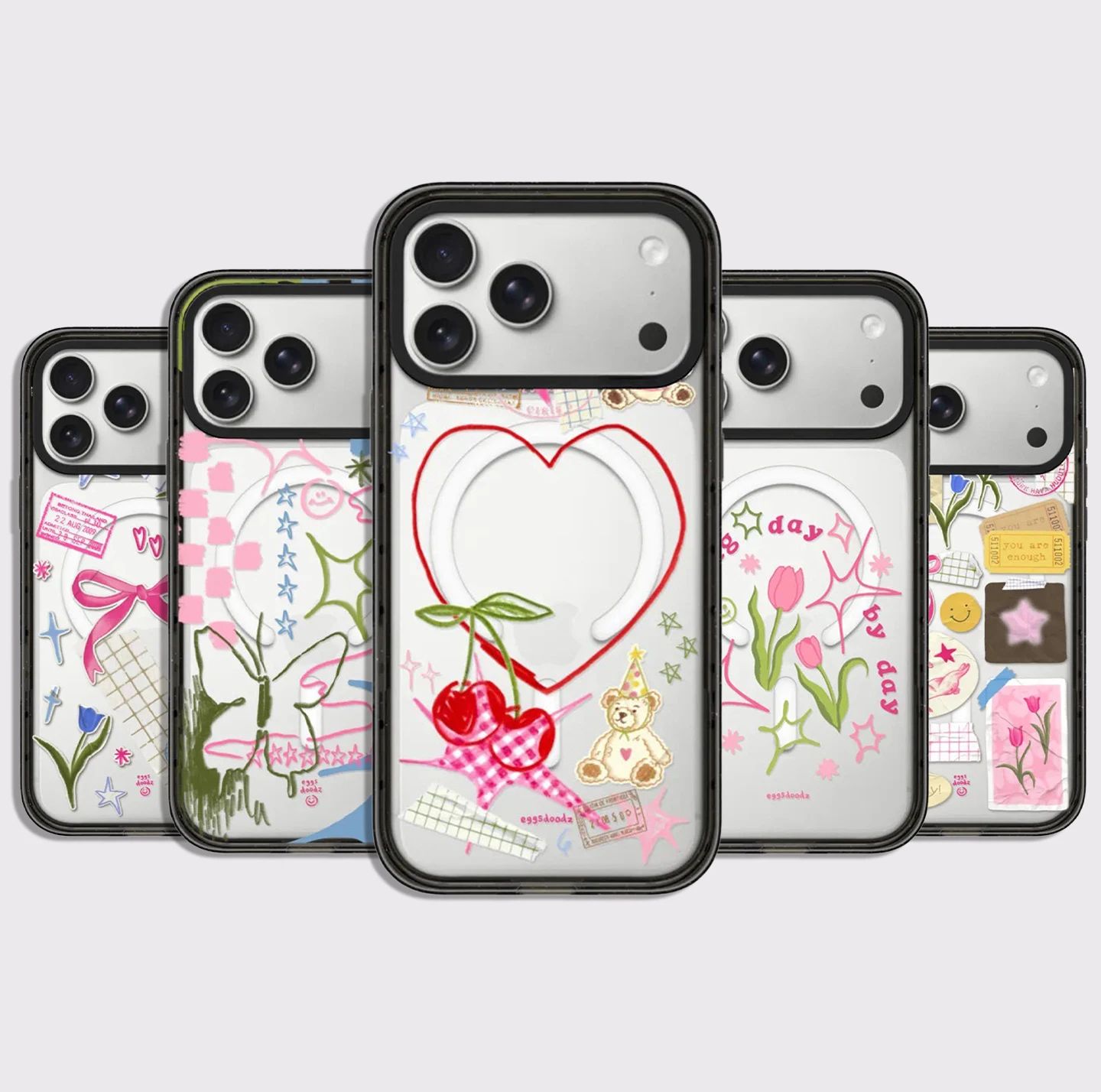 

Green Leaf Bowknot Impact Black Border Magnetic Cover for IPhone 12 13 14 15 16 17 Pro Max Case for IPhone 17 Air