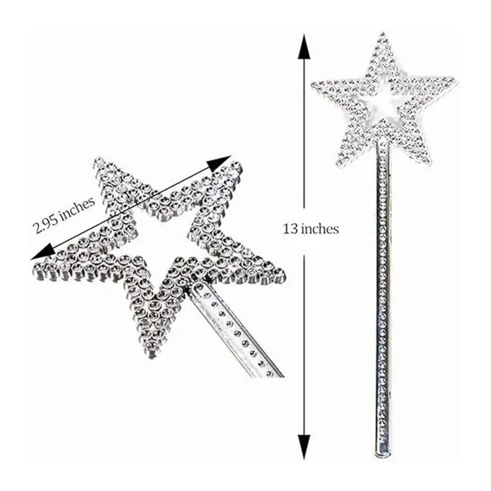 Cosplay Props Five Pointed Star Princess Sticks Golden Silver 13 Inches Fairy Wand Festival Plastic Star Wand Wedding