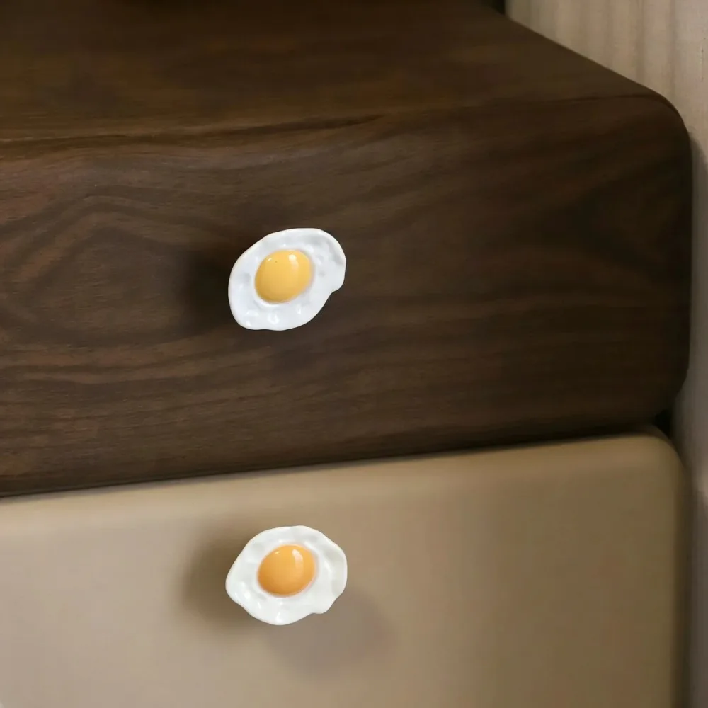 Fried Egg-Shaped Cabinet Pulls, Cute Egg-Shaped Resin Drawer Handles, Perfect for The Kitchen and Living Room, Decorative Small