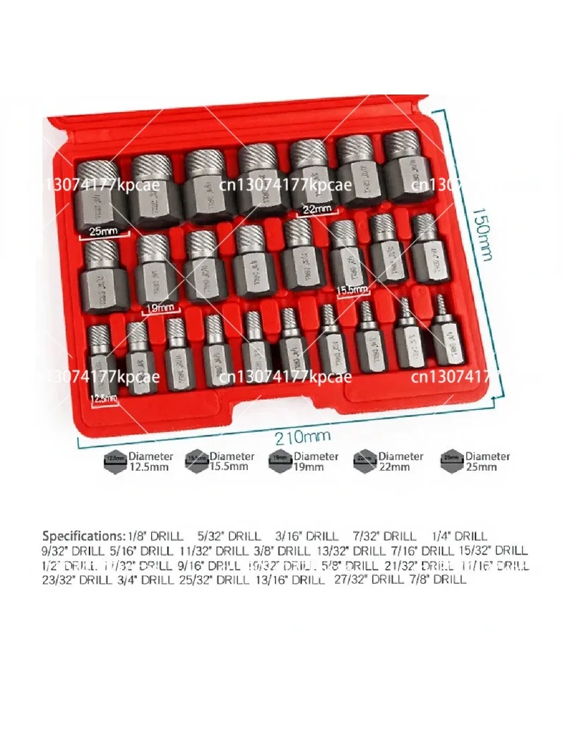 25Pcs Stripped Damaged Screw Extractor Set, Broken Screw Remover Kit